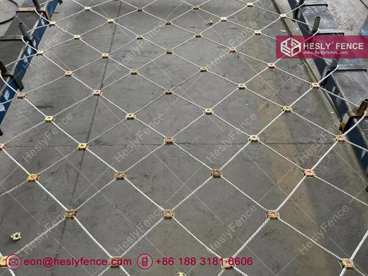 نظام شبكة الصخور النشطة من SNS | شبكة كابل فولاذي 30 × 30 سم | 4.5 × 4.5 متر | شبكة 2.2 مم × 60 مم المزود