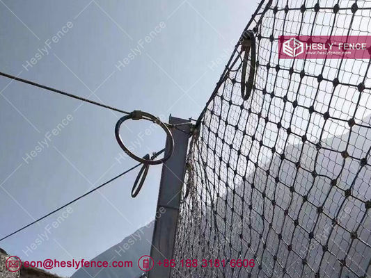 نظام حاجز حماية الصخور السلبي 250 كيلوجول، ارتفاع 4 أمتار، مطلي بالجلفنة، شبكة حبال 4X5 متر، مبيعات مباشرة من المصنع في الصين المزود