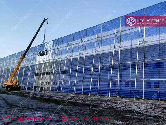 نظام سياج صد الرياح الفولاذي بارتفاع 12 مترًا | صفائح معدنية مموجة مموجة 1.5 مم | اللون الأزرق | 910X3000mm - سياج هسلي المزود