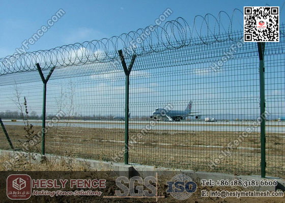 سياج مطار الصين بارتفاع 3.0 متر مع أعلى لفائف الحلاقة والأسلاك الشائكة | الصين مصنع / مورد المزود