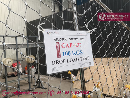 نظام شبكة أمان لسطح الهليكوبتر من الفولاذ المقاوم للصدأ AISI316(L)، حمولة 125 كجم، اختبار حمل سقوط بارتفاع 1 متر، معيار CAP 437، مصنع في الصين المزود