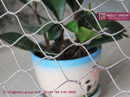 SS316 / SS304 2.0 مم شبكة كابل معقودة من الفولاذ المقاوم للصدأ مع فتحة شبكة 80 × 80 مم المزود