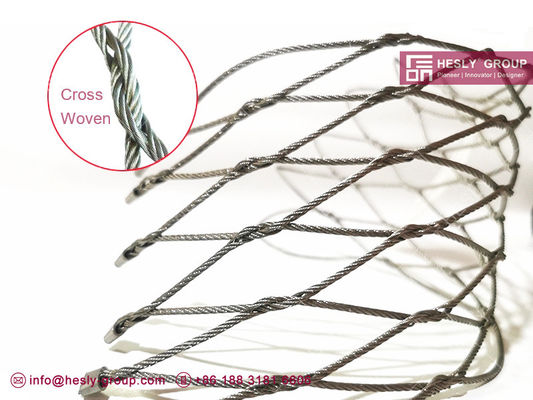SS316 / SS304 2.0 مم شبكة كابل معقودة من الفولاذ المقاوم للصدأ مع فتحة شبكة 80 × 80 مم المزود