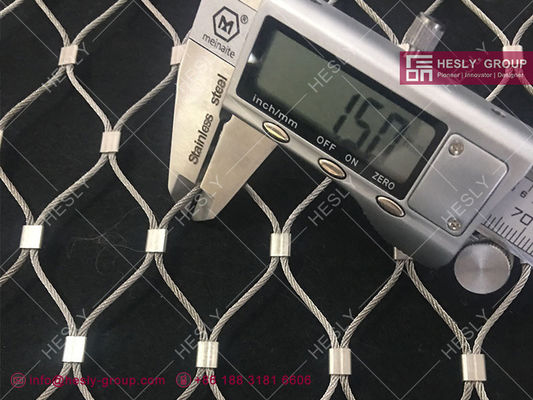 شبكة شبكة الكابلات من الفولاذ المقاوم للصدأ، AISI316 1.5mm، 30X30mm حفرة الماس، نوع الغطاء، الحيوانات المحجوزة- HESLY المزود