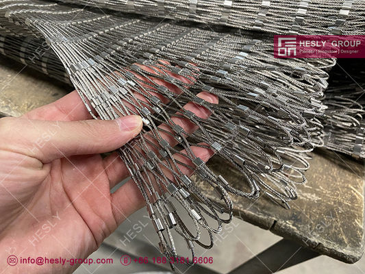 شبكة شبكة الكابلات من الفولاذ المقاوم للصدأ، AISI316 1.5mm، 30X30mm حفرة الماس، نوع الغطاء، الحيوانات المحجوزة- HESLY المزود