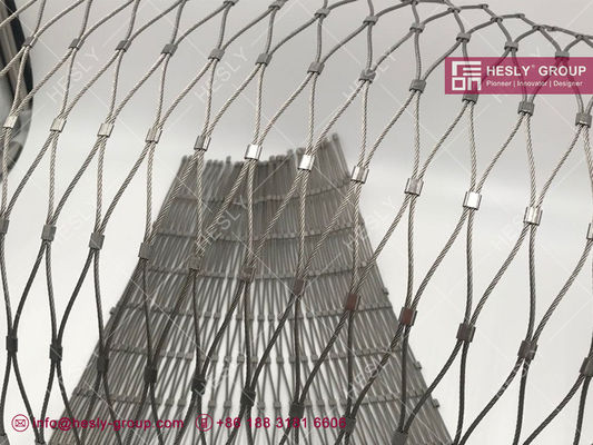 شبكة شبكة الكابلات من الفولاذ المقاوم للصدأ، AISI316 1.5mm، 30X30mm حفرة الماس، نوع الغطاء، الحيوانات المحجوزة- HESLY المزود