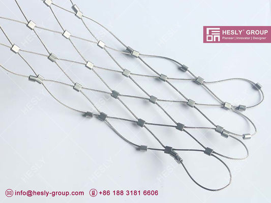 SS316 / SS304 1.5mm الفولاذ المقاوم للصدأ الحبل الحبل مع 80X139mm فتح الشبكة المزود