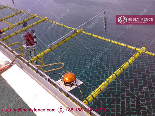 نسيج الفينيل الأخضر للأسلاك السلسلة. شبكة أمان محيط الهليديك. فتحة 50×50 ملم. حافة المفاصل. المزود