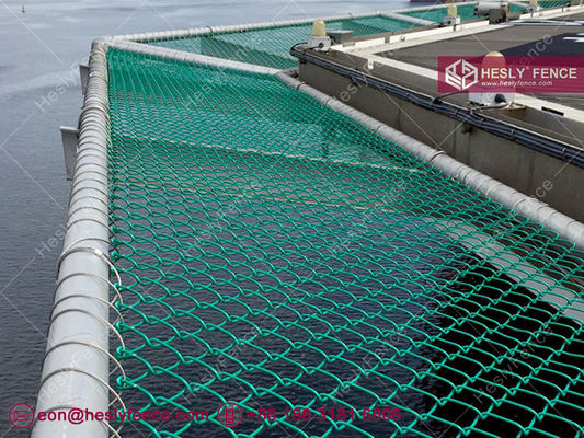 شبكة أمان لمحيط الهليكوبتر الخضراء | سياج شبكي مغلف بـ PVC | سلك 4.0 ملم | فتحة 50 ملم | هيسليفينس المزود