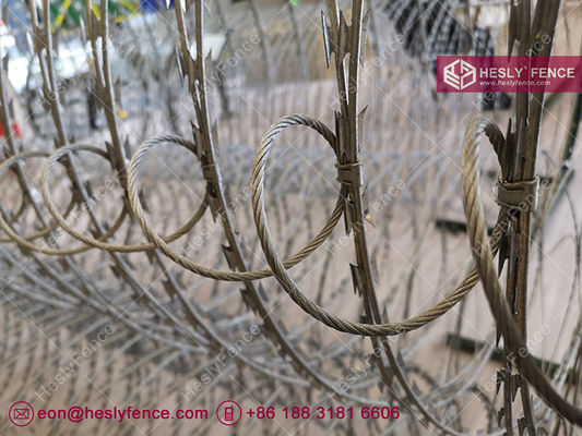 حاجز أسلاك شفرات سريع الانتشار | أسلاك شفرات كونسينا بملف هرمي | BTO-22 | ارتفاع 1.6 متر | HeslyFence الصين المزود