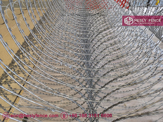 حاجز أسلاك شفرات سريع الانتشار | أسلاك شفرات كونسينا بملف هرمي | BTO-22 | ارتفاع 1.6 متر | HeslyFence الصين المزود