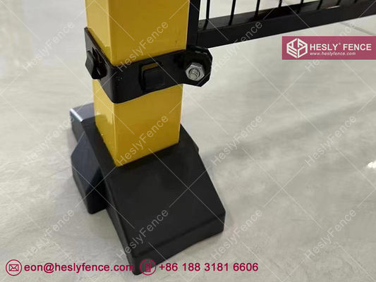سياج أمان المستودع. سياج حراس الآلات. ارتفاع 2 متر × 1.0 متر. عمود أصفر. لوحة شبكة إطار أسود. سياج Hesly. المزود