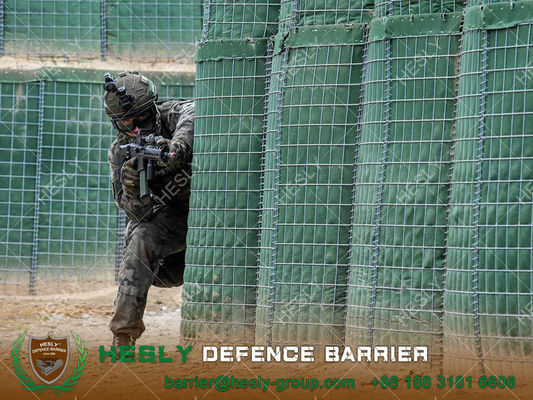 الصين الحاجز الدفاعي العسكري غابيون ارتفاع 2.21 متر سمك الحائط 1.52 متر زيتون أخضر المزود