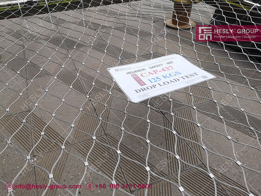 شبكة أمان محيط مهبط طائرات CAP437، اختبار حمولة سقوط 125 كجم | العرض 1.5 متر | شبكة حبال سلكية SS316 بقطر 3.0 مم | HeslyFence، الصين المزود