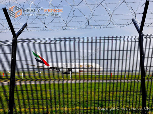 سياج محيط المطار بارتفاع 3 متر | مبيعات المصنع المباشرة من HeslyFence | أسلاك شائكة كونشرتينا المزود