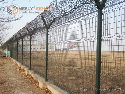 سياج محيط المطار بارتفاع 3 متر | مبيعات المصنع المباشرة من HeslyFence | أسلاك شائكة كونشرتينا المزود