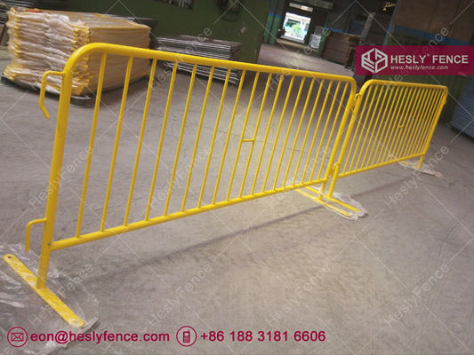 حاجز التحكم بالجماهير ارتفاع 1.1 متر مغلف بالبودرة الصفراء أقدام فولاذية مسطحة المزود