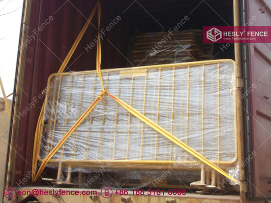 حاجز التحكم بالجماهير ارتفاع 1.1 متر مغلف بالبودرة الصفراء أقدام فولاذية مسطحة المزود