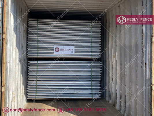 AS4687-2007 سياج شبكي مؤقت | ارتفاع 2.1 متر | إطار مجلفن بقطر خارجي 32 مم | شبكة مقاومة للتسلق | مصنع HeslyFence المزود