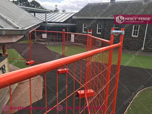 ألواح السياج المؤقتة المغطاة بالرماد البرتقالي، ارتفاعها 2.1 متر، وعرضها 2.4 متر، مصنع السياج المعدني الصيني المزود