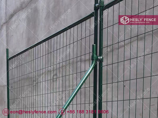 سياج مؤقت أخضر داكن | RAL 6005 مسحوق المغلفة | 2.1X2.4 م | إطار O.D32mm | شبكة مضادة للتسلق المزود