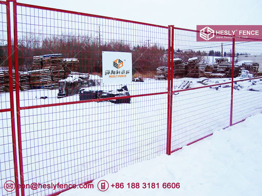 8 قدم سياج بناء مؤقت بإطار أنبوب مربع 1 بوصة ولون أحمر عالي الوضوح المزود