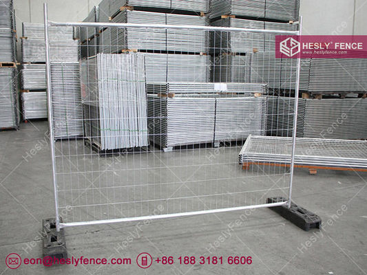 أقدام مطاطية معاد تدويرها | نظام سياج مؤقت | مجلفن بالغمس الساخن | 2م × 3م المزود