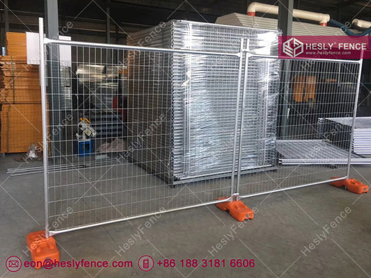 ارتفاع 2.0mX2.5mألواح سياج البناء المؤقتة مع بلوك بلاستيكي برتقالية، 42micron متر غلاف غلفاني المزود