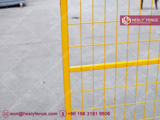 ألواح سياج مؤقت متحرك 6 قدم × 8 قدم | طلاء مسحوق أصفر | رؤية عالية | HeslyFence _ الصين المزود