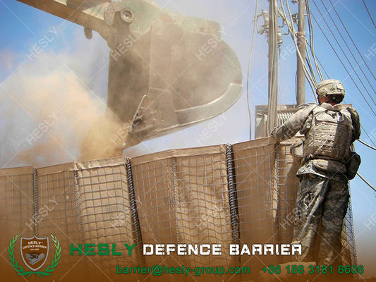 2.21 م ارتفاع × 2.13 م عرض حاجز HESLY الدفاعي العسكري مع تكسية أرضية بيج | الصين حاجز التراب المورد المزود