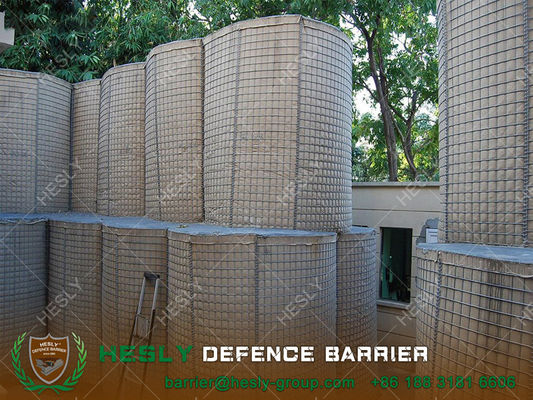 2.21 م ارتفاع × 2.13 م عرض حاجز HESLY الدفاعي العسكري مع تكسية أرضية بيج | الصين حاجز التراب المورد المزود