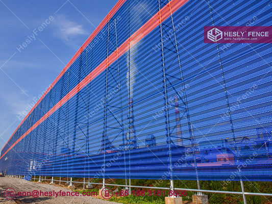 سد حاجز الرياح بطول 5 أمتار لمكافحة الرياح والغبار، اللون الأزرق، المصنع الصيني، ألواح معدنية مثقبة من الفولاذ المزود